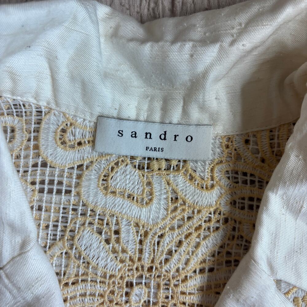 Sandro Paris Amarine Shirt Ivory Crochet Lace Blouse EU 3 - Picture 16 of 16